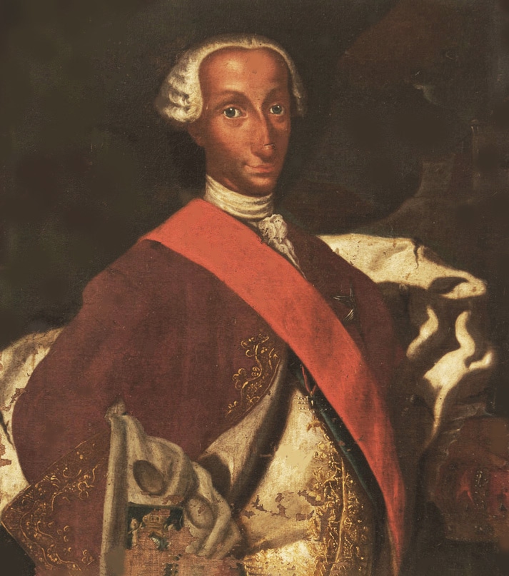 Charles of Bourbon, patron of the Archconfraternity, depicted with the hood on his arm, a symbol of belonging to the association
